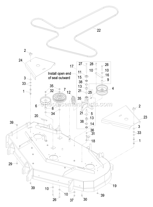 Deck Group (1) Diagram and Parts List for LHP20KC505 (600000-669999)(2006) Exmark Lawn Mower