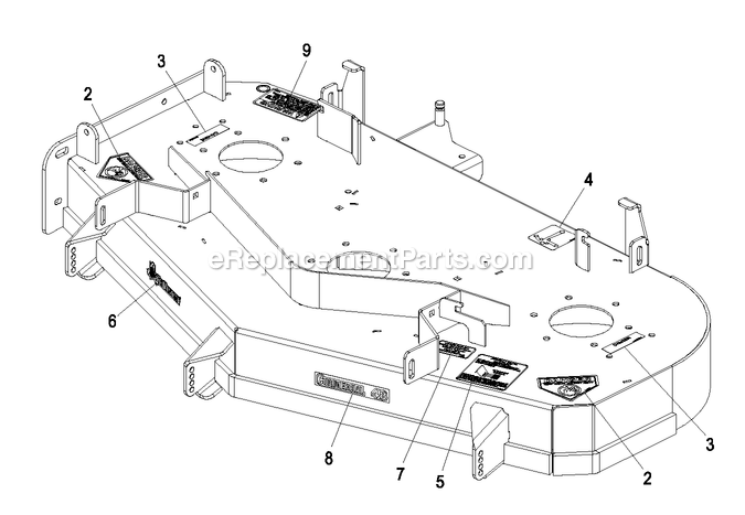 Deck With Decals (2) Diagram and Parts List for QSP20BV443 (850000-919999)(2010) Exmark Lawn Mower