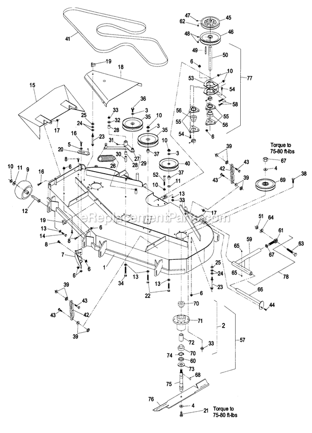 Deck Group (2) Diagram and Parts List for LZ22KC604 (190000-219999)(1999) Exmark Lawn Mower