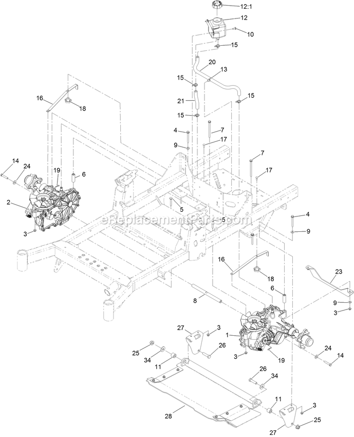 Hydraulic Assembly Diagram and Parts List for RAS730GKA60RA3 (411294212-999999999)(2022) Exmark Lawn Mower