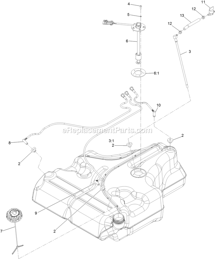 Fuel Tank Assembly (2) Diagram and Parts List for LZS749AKC72400 (400000000-402082299)(2017) Exmark Lawn Mower