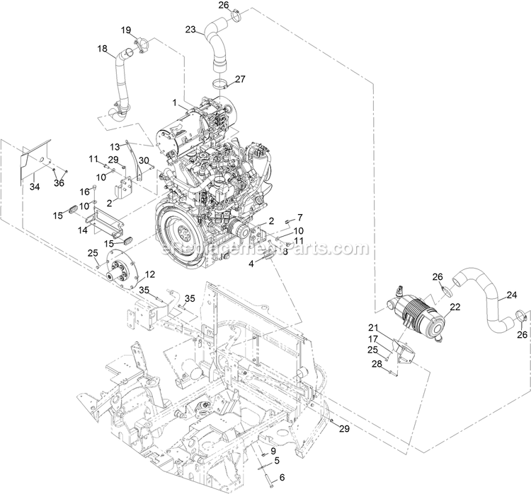 Engine Assembly Diagram and Parts List for LZS88CDYM96RW0 (402082300-404314158)(2018) Exmark Lawn Mower