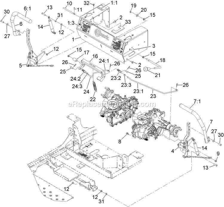 Motion Control Assembly Diagram and Parts List for PNE651KA482 (314000000-314999999)(2014) Exmark Lawn Mower