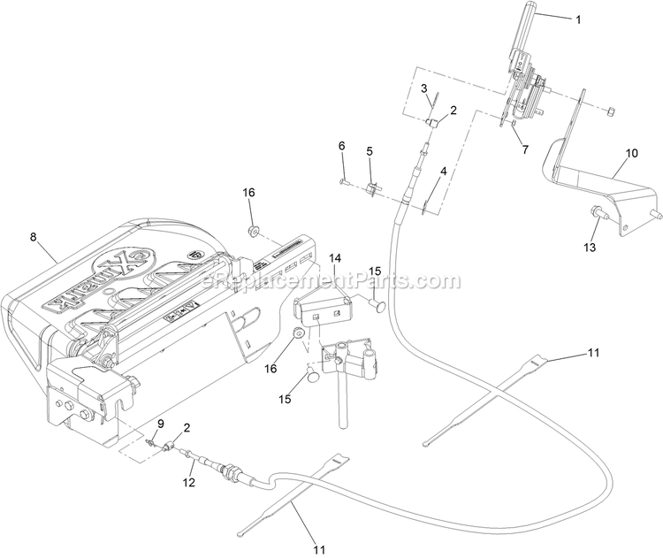 Main Assembly Diagram and Parts List for 135-2532 2019 Exmark Lawn Tractor Accessories