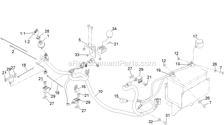 Electrical Assembly Diagram and Parts List for TTS600KAE483 (313000000-313999999)(2013) Exmark Lawn Mower