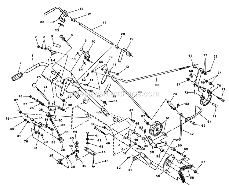 Upper Handle And Controls Group Diagram and Parts List for TT-1800  Exmark Lawn Mower