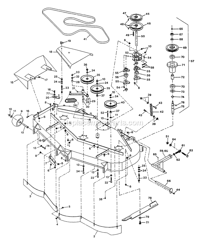 Deck Group (2) Diagram and Parts List for LZ-22KC52 (115000-129999)(1996) Exmark Lawn Mower