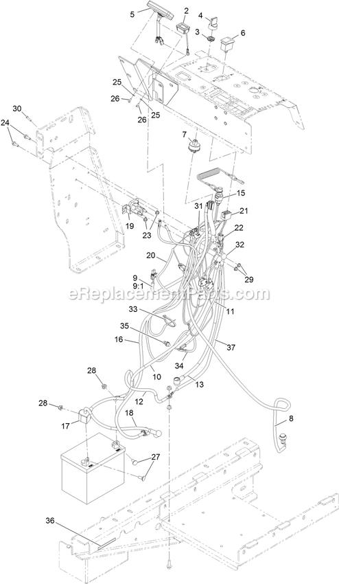 Electrical Assembly Diagram and Parts List for 34237 400000000-407088177 Exmark Sprayer