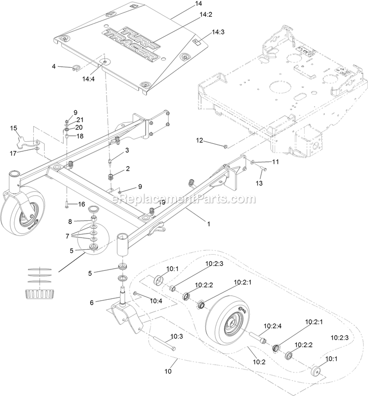 Main Frame Assembly Diagram and Parts List for TTX691CKA60400 (404314159-406294344)(2019) Exmark Lawn Mower