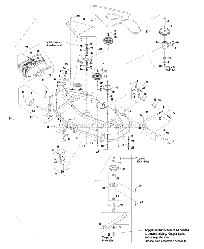Deck Group (2) Diagram and Parts List for LAS25KC604N (720000-789999)(2008) Exmark Lawn Mower