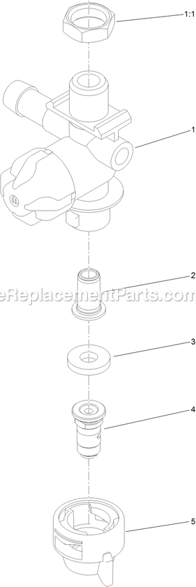 Center Nozzle Assembly Diagram and Parts List for SSS270CSB00000 (402082300-404314158)(2018) Exmark Sprayer
