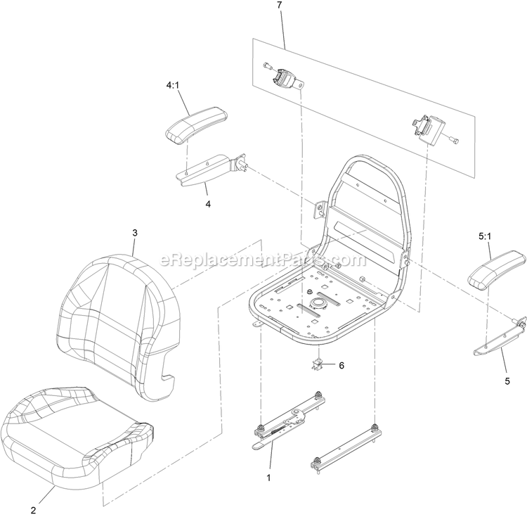 Seat Assembly (2) Diagram and Parts List for RAE691GKA48C00 (408644346-999999999)(2021) Exmark Lawn Mower