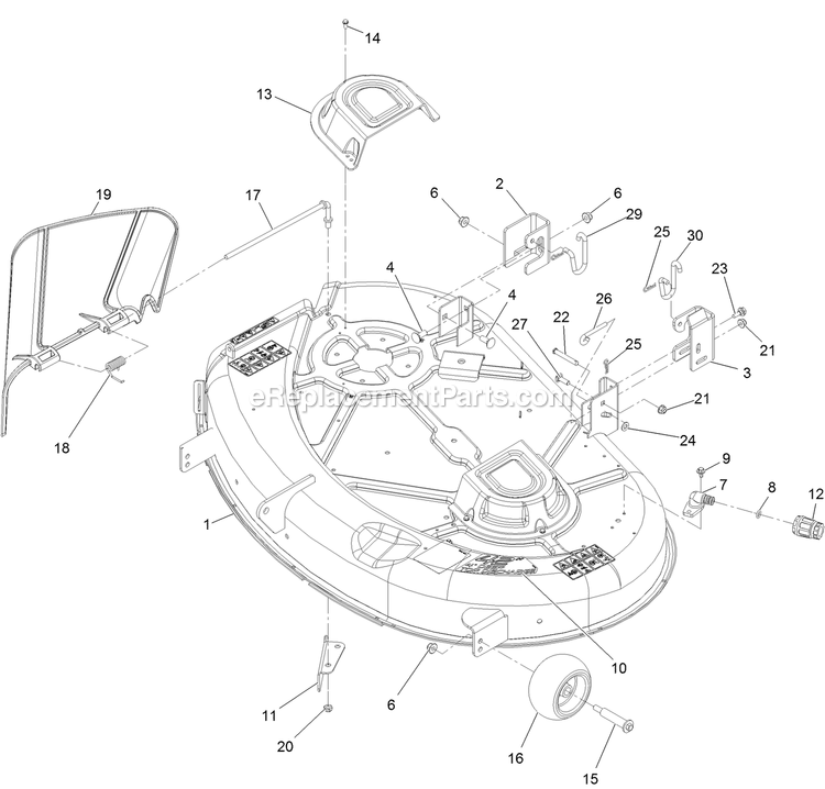 Deck Assembly Diagram and Parts List for QTE452CEM42100 (316000000-399999999)(2016) Exmark Lawn Mower