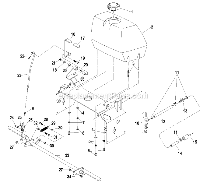 Engine Deck Group (1) Diagram and Parts List for TT20KC (440000-509999)(2004) Exmark Lawn Mower