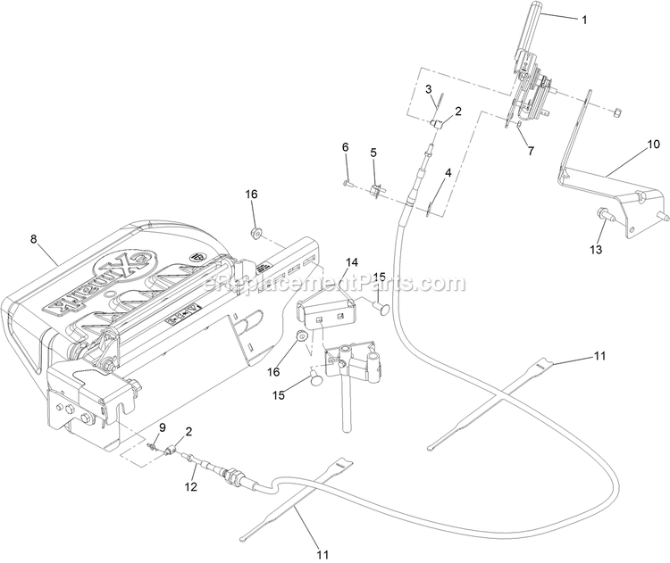 Main Assembly Diagram and Parts List for 135-2532 2018 Exmark Lawn Tractor Accessories