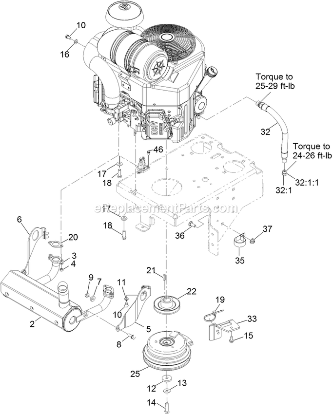 Engine Assembly Diagram and Parts List for VTS691KA524CA (314000000-314999999)(2014) Exmark Lawn Mower