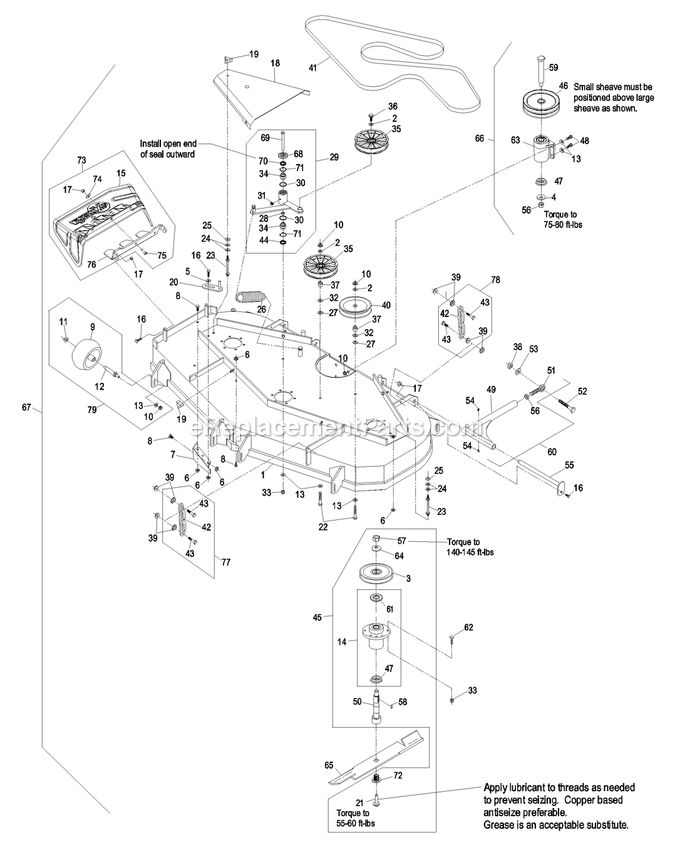 Deck Group (1) Diagram and Parts List for LAS25KC604N (720000-789999)(2008) Exmark Lawn Mower