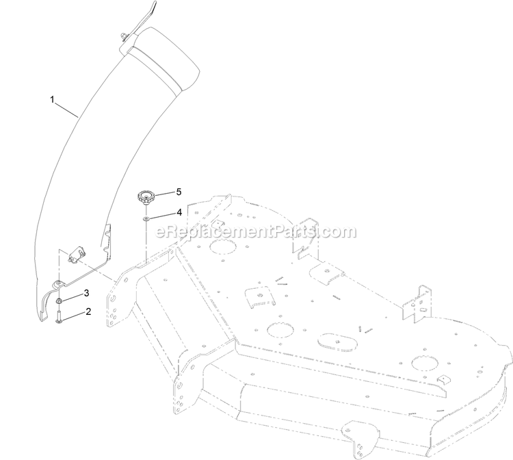 50 Inch Chute Mounting Assembly Diagram and Parts List for 126-6342 (315000000-315999999)(2015) Exmark Lawn Tractor Accessories