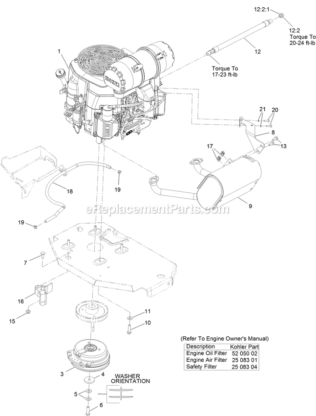 Engine Assembly Diagram and Parts List for LZE742GKC604A3 (316000000-399999999)(2016) Exmark Lawn Mower
