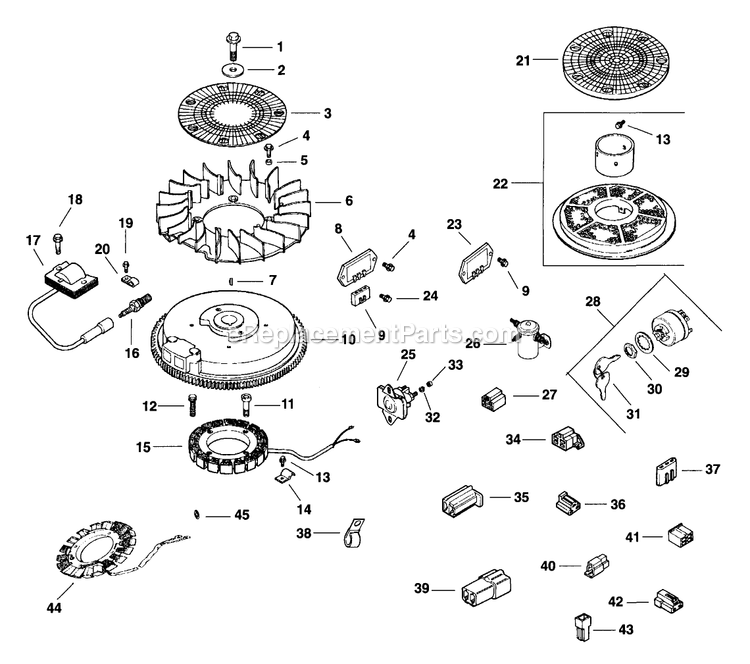Ignition/Electrical Diagram and Parts List for TT3614KC (160000-169999)(1998) Exmark Lawn Mower