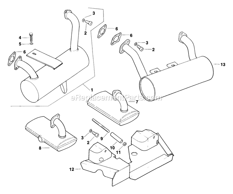 Exhaust (1) Diagram and Parts List for TR-17K 70000 Exmark Lawn Mower