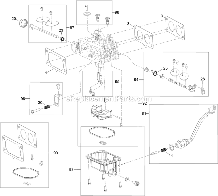 Carburetor Assembly Engine Assembly Diagram and Parts List for QTS708GEM60200 (400000000-402082299)(2017) Exmark Lawn Mower