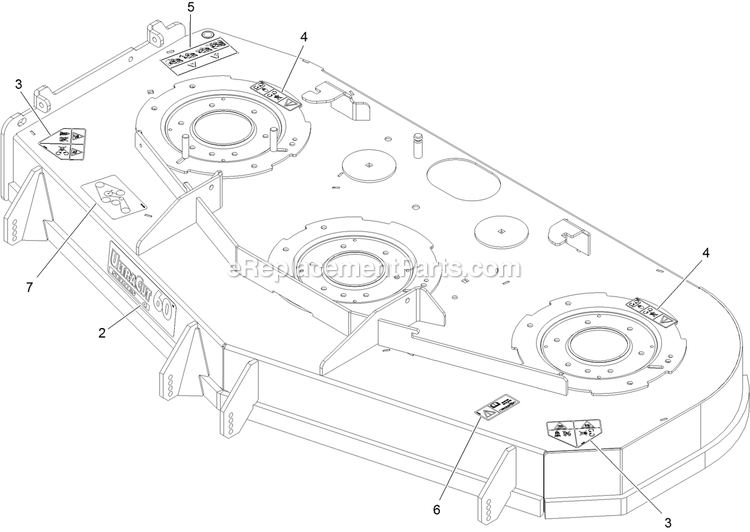 Deck With Decals Assembly Diagram and Parts List for VTX740EKC604 (314000000-314999999)(2014) Exmark Lawn Mower