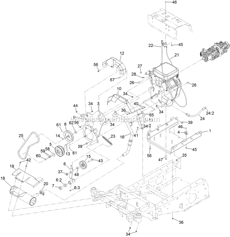 Engine Assembly Diagram and Parts List for 34233 406912824-999999999 Exmark Sprayer