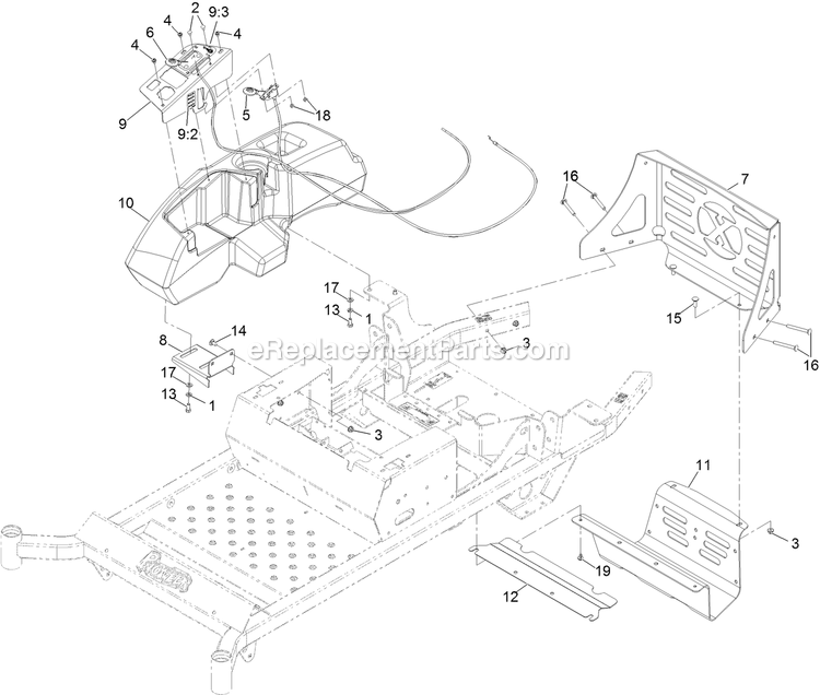 Controls Assembly Diagram and Parts List for PNS710KC483 (314000000-314999999)(2014) Exmark Lawn Mower