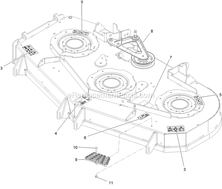 Deck With Decals Assembly Diagram and Parts List for LZE751GKA604A1 (400000000-402082299)(2017) Exmark Lawn Mower
