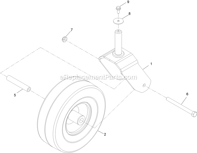 Caster, Wheel And Tire Assembly Diagram and Parts List for QZE725GKC42200 (408644346-411294211)(2021) Exmark Lawn Mower