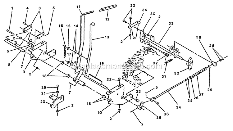 Parking Brake Diagram and Parts List for TR-17K 70000 Exmark Lawn Mower