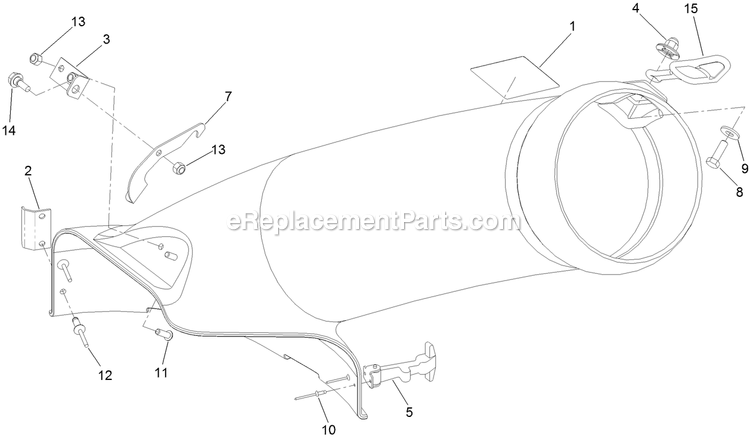 50 Inch Chute Assembly Diagram and Parts List for 126-6337 (315000000-315999999)(2015) Exmark Lawn Tractor Accessories
