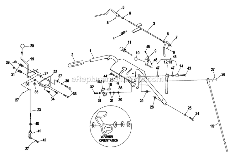 Handle And Controls Diagram and Parts List for TT23KA (260000-319999)(2001) Exmark Lawn Mower
