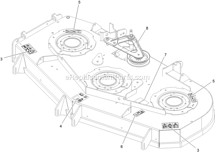 Deck With Decals Assembly Diagram and Parts List for LZS749AKC604A1 (316000000-316999999)(2016) Exmark Lawn Mower