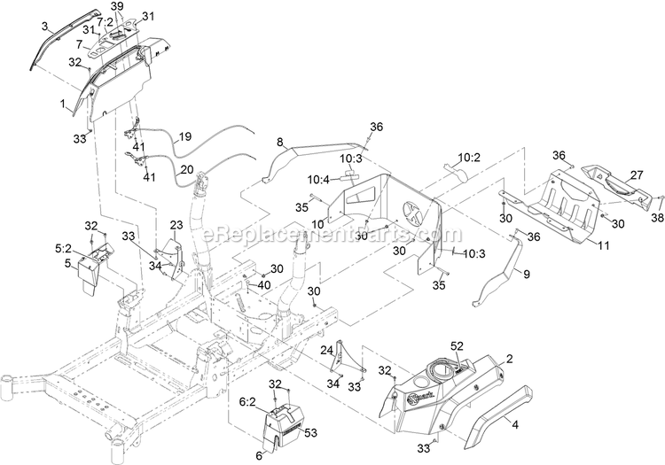 Control Assembly Diagram and Parts List for RAX691GKA524A3 (402082300-404314158)(2018) Exmark Lawn Mower
