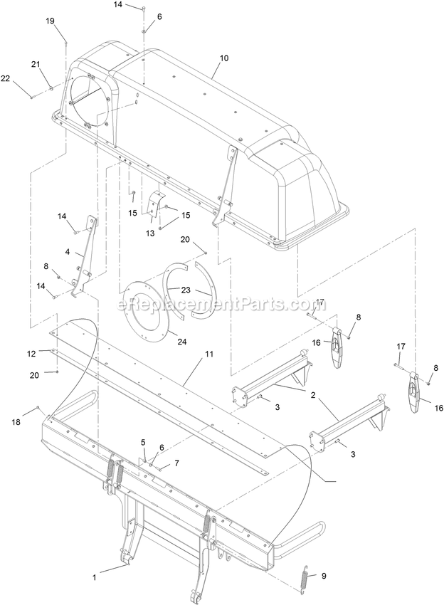 Hood And Frame Assembly Diagram and Parts List for 126-8680 (406294345-408644345)(2020) Exmark Lawn Tractor Accessories