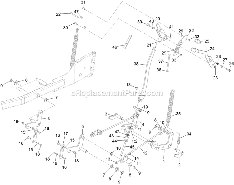 Deck Lift Assembly Diagram and Parts List for VTS740PKC60400 (402082300-404314158)(2018) Exmark Lawn Mower