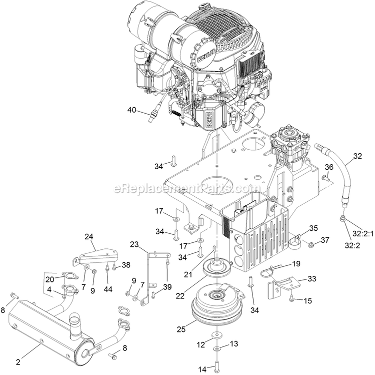 Engine Assembly Diagram and Parts List for VTS740PKC52400 (316000000-399999999)(2016) Exmark Lawn Mower