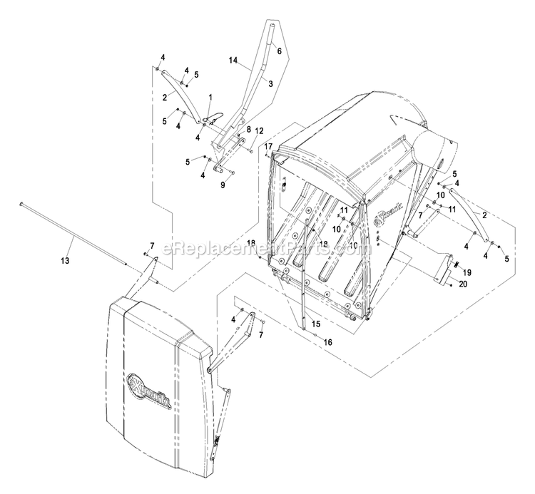Door Linkage Diagram and Parts List for FRCK724 (670000-719999)(2007) Exmark Lawn Tractor Accessories