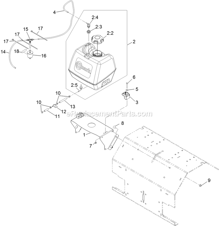 Fuel Assembly Diagram and Parts List for SAR481KA30 (312000000-312999999)(2012) Exmark Aerator