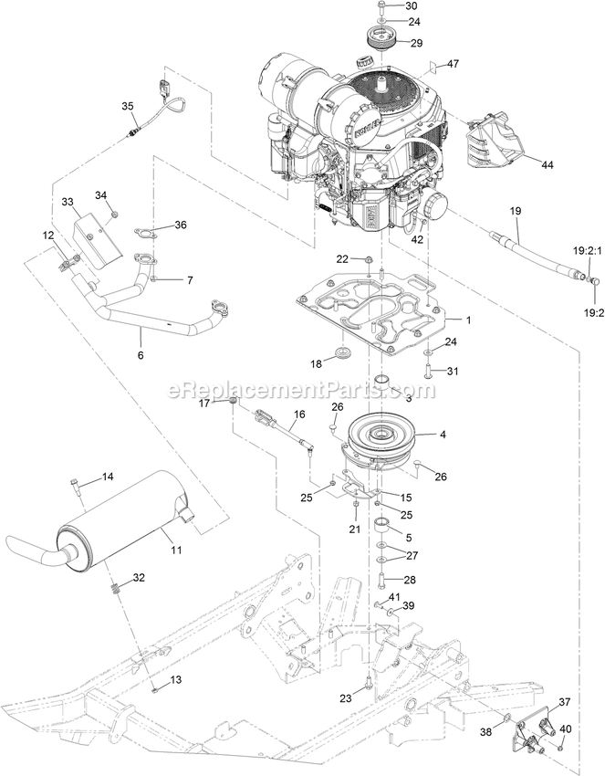 Engine Assembly Diagram and Parts List for STS650AKC48400 (404314159-406294344)(2019) Exmark Lawn Mower