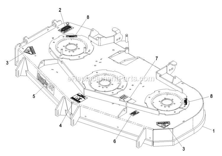 Deck With Decals Assembly (3) Diagram and Parts List for LZAS20BV484 (790000-849999)(2009) Exmark Lawn Mower