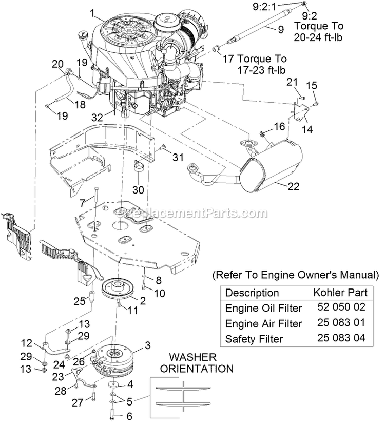Engine Assembly Diagram and Parts List for LZX980KC606 (312000000-312999999)(2012) Exmark Lawn Mower