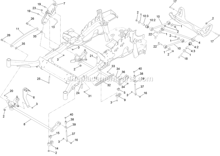 Deck Lift Assembly Diagram and Parts List for LZX921GKA726B1 (316000000-399999999)(2016) Exmark Lawn Mower