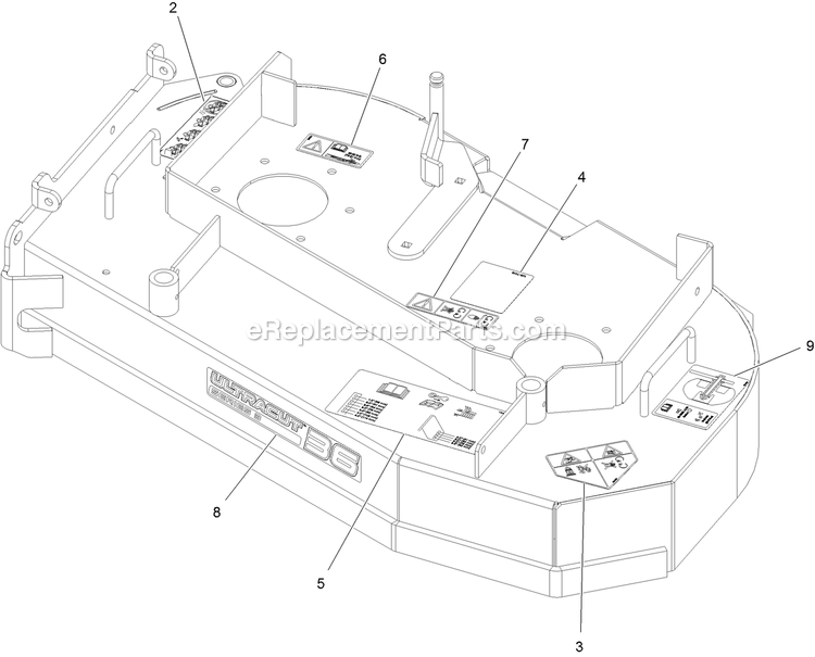 Deck With Decals Assembly Diagram and Parts List for TTS481CKA36300 (400000000-402082299)(2017) Exmark Lawn Mower