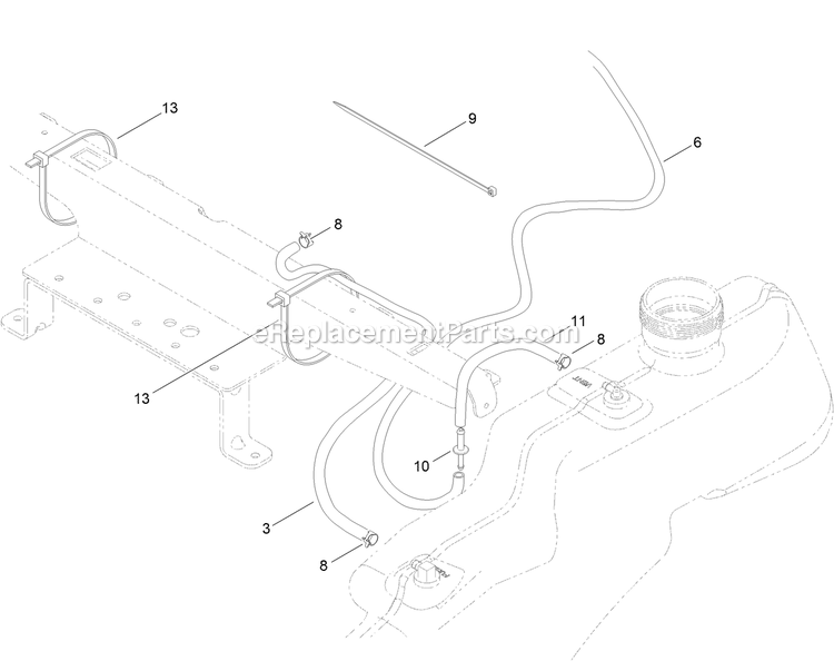 Fuel Delivery Assembly Diagram and Parts List for QTS725GKC50200 (315000000-315999999)(2015) Exmark Lawn Mower
