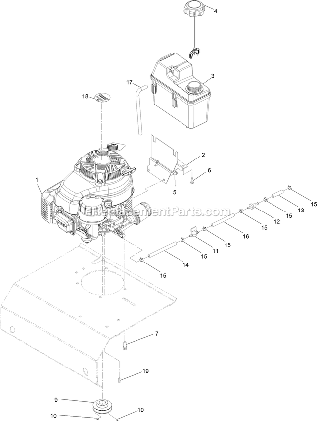 Engine Assembly Diagram and Parts List for ARS180CKA21000 (315000000-315999999)(2015) Exmark Aerator
