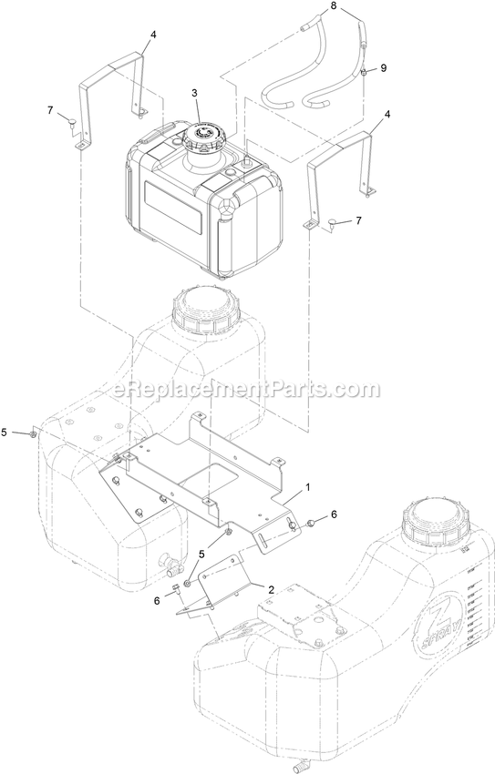 Fuel Assembly Diagram and Parts List for 34224 400000000-999999999 Exmark Sprayer