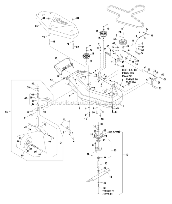 Mower Deck (2) Diagram and Parts List for VH17KA362CA (790000-849999)(2009) Exmark Lawn Mower